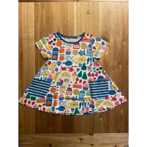Mini Boden Girls' Tunic Dress Size 3-4 Multicolor Food Pantry Honey Jam